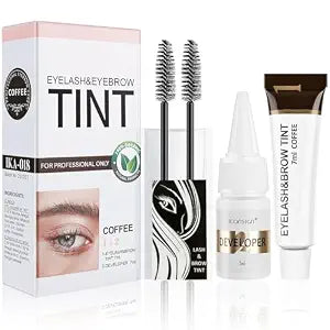 Duoffanny Eyelash & Eyebrow Kit, 2-In-1 Professional Lash & Brow Color Kit, Eye Brow & Eye Lash Coloring Set, Hair Color DIY Easy Use for Salon and Home 7ml (Dark Brown)