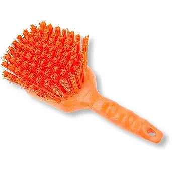 SPARTA 40541EC24 Plastic Scrub Brush, Utility Brush, Kitchen Brush With Hanging Hole For Cleaning, 8 Inches, Orange