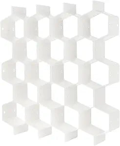 Poeland Drawer Divider Organizer Adjustable DIY Grid Honeycomb Drawer Divider for Underwear Belt Scarf Socks White