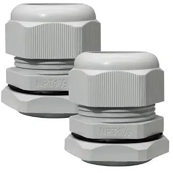 1-1/2" NPT Cable Glands, Grey, 26-32mm, 2 Pack