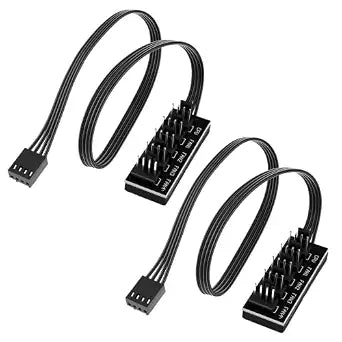 PWM Fan Splitter Hub Compatible 3PIN/4PIN 2 Pack 1 to 5 Splitter