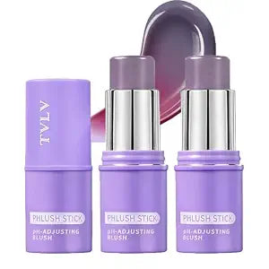 2pcs Color Changing Cream Blush Stick, pH Reactive Hydrating Tinted Moisture Stick for Cheeks, Lips and Eyes, Multi-Use Color-Adjusting Blush