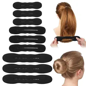 9 Pcs Hair Bun Maker Sponge Hair Buns Shaper Magic Snap Roll Sponge Curler Clips Foam Sponges Buns Hairs Styling Accessories Easy Bun Twister for Ballet French Twist Long Thin Curly Straight Wavy