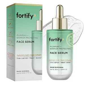 Fortify Skincare Hyaluronic Acid Serum for Face with Collagen – 3-in-1: Detox, Treat, Boost – Hydrating, Firming, Anti-Aging Serum – Dermatologist Tested Korean Skin Care – Clean Beauty – 1.69 Oz