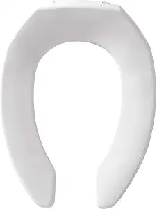 CHURCH 295CT Commercial Open Front Plastic Toilet Seat, Heavy Duty Industrial Seat without Lid, Secure Installation for Long Lasting Use, Made in USA, Elongated, White