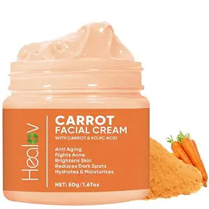Healov Carrot Cream – Brightening Face & Body Cream for Uneven-Looking Skin Tone & Dull Skin – Moisturizing Carrot Oil Lotion for Face, Underarms, Inner Thighs, Neck, Knees & Elbows