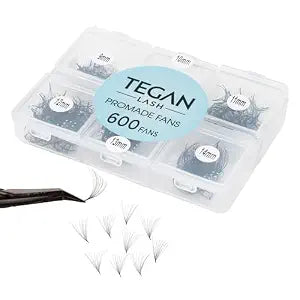TEGAN LASH 600 Promade Fan Mix Eyelash Extensions (3D,0.07,CC,9-14mm)