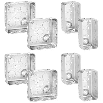 OHLECTRIC 4x4 & 4x2 Electrical Junction Boxes (8-Pack) (4) 1-1/2" Deep 21 Cu.in. (4) 1-7/8" Deep 13 Cu.in. Heavy-Duty Metal Outlet Boxes, Electrical Box Dual/Duplex Receptacles, Industrial Grade Box