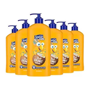 Suave Kids 3-in-1 Tear Free, Body Wash, Shampoo and Conditioners, Dermatologist Tested, Coconut Splash, 18 Oz Pack of 6