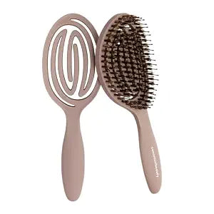 The Boar's Hair Bristle Wellness Brush | Conditions, Detangles, Boosts Scalp Circulation, Lightweight Flexible Design, Vented Cushion, Pain-Free, Helps Dry Damaged Hair (Soft Taupe)