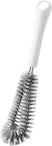 Coffeemaker Brush for Chemex with White Handle, Gray Nylon Bristles