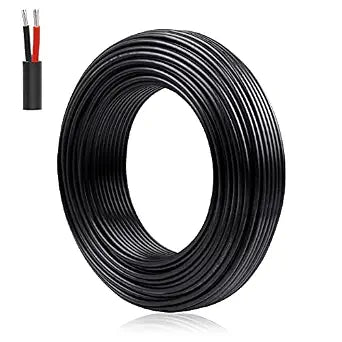 Electrical Wire 22 Gauge 2 Conductor, 50M/164ft Flexible Black PVC Jacketed Stranded Hookup Wire, 22 AWG Tinned Copper Insulated Extension Cable, Low Voltage LED Cable for LED Strips Lamps Lighting