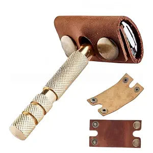 Genuine Cowhide Leather Travel Case for Double Edge Butterfly Safety Razor