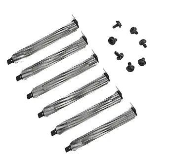 7pcs New Black PCI Slot Cover Dust Filter Hard Steel Blanking Plate, Vented Slot Covers with Screws for Computer Cases