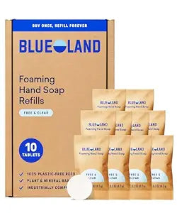 BLUELAND Foaming Hand Soap Refill Tablets, 10-Pack, Fragrance Free