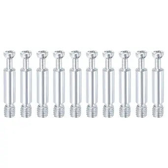 uxcell 10Pcs 35mm Furniture Connecting Fittings, Thread Bolts Dowels Screws, Metal Dowel Fitting Fasteners for Cabinet Drawer and Wardrobe Furniture, Silver