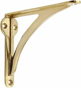 STYLENT Decor Decorative Brass Shelf Bracket, Heavy Duty and Antique Shelf Bracket for Shelving Modern L Shaped Design (Pack of 1) (Brass Polished, 10 Inches)