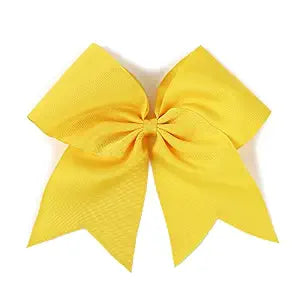7 Inch Jumbo Solid Color Bows with Alligator Hair Clips For Girls and Women (Yellow)
