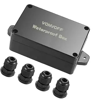 Electrical Box,Outdoor Universal Junction Box,Dustproof Weatherproof IP67 ABS Plastic Box with Fixed Hole and 4pcs x M16 Cable Gland,3.94''x2.68''x1.57''(100x68x40mm)(Black)
