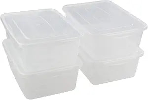 Jekiyo Clear Plastic Storage Bin, 14 Quart Latching Box with Lid, 4 Packs