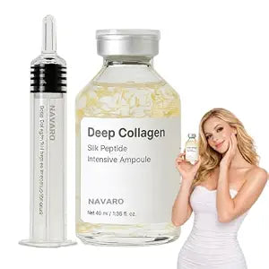 NaVaro Peptide Deep Collagen Lifting Ampoule, Silk Peptide Serum with Palmitoyl Pentapeptide-4, 72H Hydration, Face Tightening, Wrinkle Reduction & Glass Skin(1 Pack)