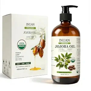 Organic Jojoba Oil Glass Bottle Body Oil for Skin Hair USDA Certified 16oz