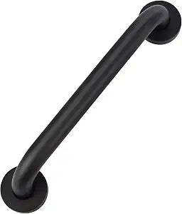supregear Grab Bars for Wall, Bathroom Shower Handle for Seniors, 1 Inch Diameter 201 Stainless Steel Safety Hand Rail, Wall Mounted Toilet Bathtub Support, Black Finish, 12 Inch