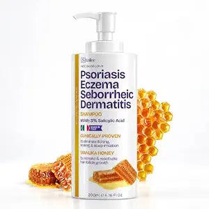 Psoriasis Shampoo for Eczema, and Folliculitis Treatment - Seborrheic Dermatitis Antifungal Shampoo for Ringworm, Acne, Flaking, Dry & Itchy Scalp Treatment - Psoriasis Relief with Manuka Honey