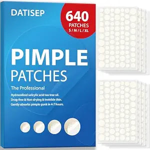 Pimple Patches for Face, 640 Count Hydrocolloid Patch Acne Patches,4 Sizes Zit Patches for Covering, Blemishes and Breakouts, Dots Stickers with Salicylic Acid, Tea Tree Oil & Calendula Oil