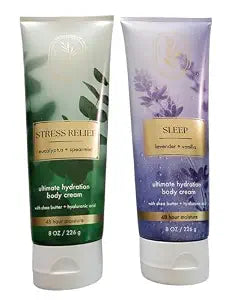 Bath & Body Works Aromatherapy Eucalyptus Spearmint and Lavender Vanilla Ultimate Hydration Body Cream 8 Ounces Pack of 2