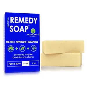 Truremedy Naturals Tea Tree Soap Bar 2-Pack, infused with Peppermint & Eucalyptus ��� Refreshing Foot and Body Cleanser for Men and Women, 4 oz