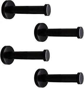 Classic Black Stainless Steel Heavy Duty Wall Mount Hooks, Bath Towel Hooks, Coat Hanger, Handbag Hooks, 4 in Pack (4")