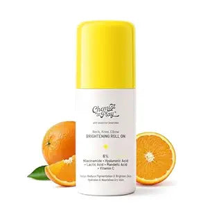 Chemist at Play Roll On Serum For Neck, Knee & Elbow With 6% Vitamin C+ Hyaluronic Acid + AHAs + Niacinamide + Ceramides | Exfoliates, Removes Pigmentation, and Hydrates Dry Skin | 1.4 fl oz.