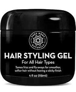 Natural Hair Gel for Men, 4oz - Non-Toxic Aloe Styling Gel, Medium Hold