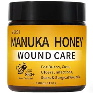 Manuka Honey for Wounds, Speed up Healing for Cuts, Surgical Wounds, Scars, Foot Ulcers, Infection, Burns, Non-Sticky, No Crystallization, Easy to Apply, 3.88 oz