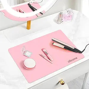 Silicone Makeup Mat for Vanity, 15.7 x 11.8 in, Pink