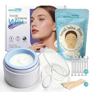 Waxfans Face Waxing Kit - Eyebrow Wax Kit with USB Mini Wax Pot,Facial Hair Removal for Sensitive Skin,mini wax kit with 100g Facial wax beads,for Eyebrow Lip Bikini,6 Weeks Smooth (Purple, Unscented)
