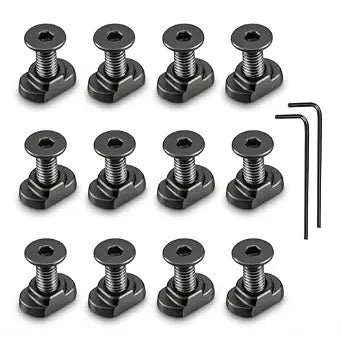 12 Pack M4 M-LOK T-Nuts and Screws Replacement Set, Steel T-Nut & Bolt Kit for MLOK Rail System Accessories, with Allen Wrench, Picatinny Rail Mount Hardware
