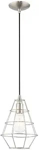 Livex Lighting 41322-91 Geometric Shade - 7.75" One Light Mini Pendant, Brushed Nickel Finish with Brushed Nickel Metal Shade