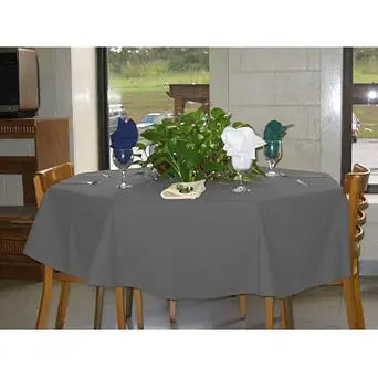 Intedge TCM54R Tablecloth, 54" Dia., Round, Hemmed Edge, 65/35 Poly/Cotton, Made in USA, Grey, 1 Each