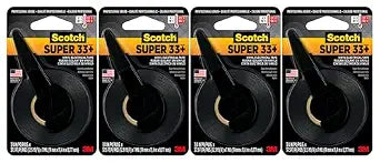 Scotch Super 33+ Vinyl Electrical Tape, 3/4 in x 37.5 ft, Black  Premium All-Weather, Flame-Retardant Electrical Insulation Tape, 4-Pack