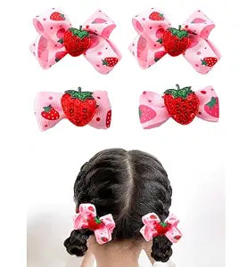 AACKS 4Pcs Little Girls Strawberry Hair Bows Toddler Strawberry Hairpins Strawberry Hair Accessories Strawberry Hair Snap Barrettes