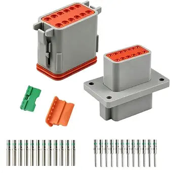Flange Connector Kit Fit for DT 12-Pin 14-16AWG Solid Contacts