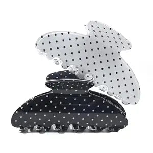 2 Acetate Hair Claw Clip for Women, 3.8-Inch Black and White Polka Dot Big Hair Clips Strong Hold No Slip Claw Clips for Thick or Thin Hair