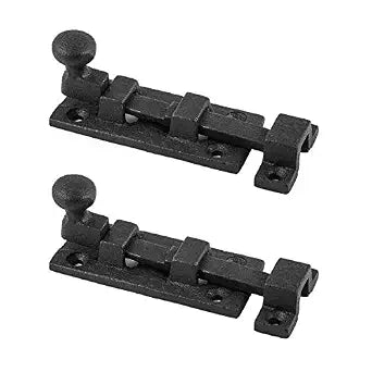 Renovators Supply Manufacturing Slide Bolt Latch 3 in. Black Wrought Iron Ball Tip Style Slide Bolt with Mounting Hardware Pack of 2