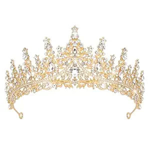 Semato Gold Crown for Women Baroque Vintage Gold Tiaras with Gemstones for Prom Birthday Party Quinceanera Pageant Halloween Costume Headpieces