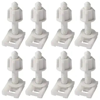 8Pcs White Plastic Toilet Seat Screws and Nuts with Washers,Hinge Bolts Screws Hinges Replacement Parts for Mounting Toilet Seats Toilet Lid Toilet Seats, Bathroom Fixtures