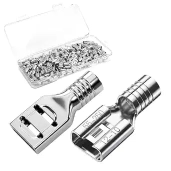 100 Pcs Female Spade Connector 12-10 Gauge Non Insulated Spade Connector