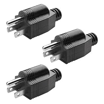 Electrical Replacement Plugs Male End Extension Cord 2Pole 3Wire 3 Pack
