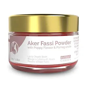 Fatima's Garden Natural Aker Fassi Powder with Pomegranate Bark - Traditional Moroccan Lip & Cheek Tint 50g
